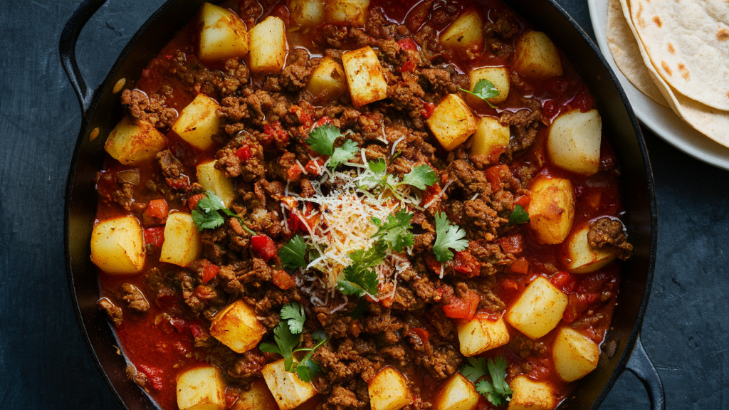 Tex-Mex Ground Beef and Potato Skillet