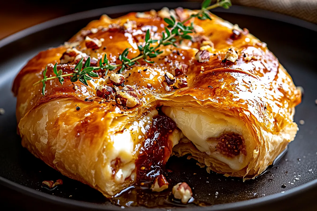 Baked Brie in Puff Pastry with Honey and Fig