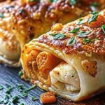 Homemade Costco-style chicken bake sliced open on a tray
