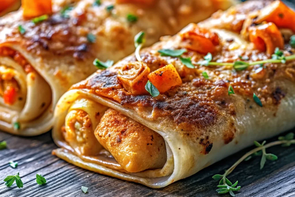Homemade Costco-style chicken bake sliced open on a tray