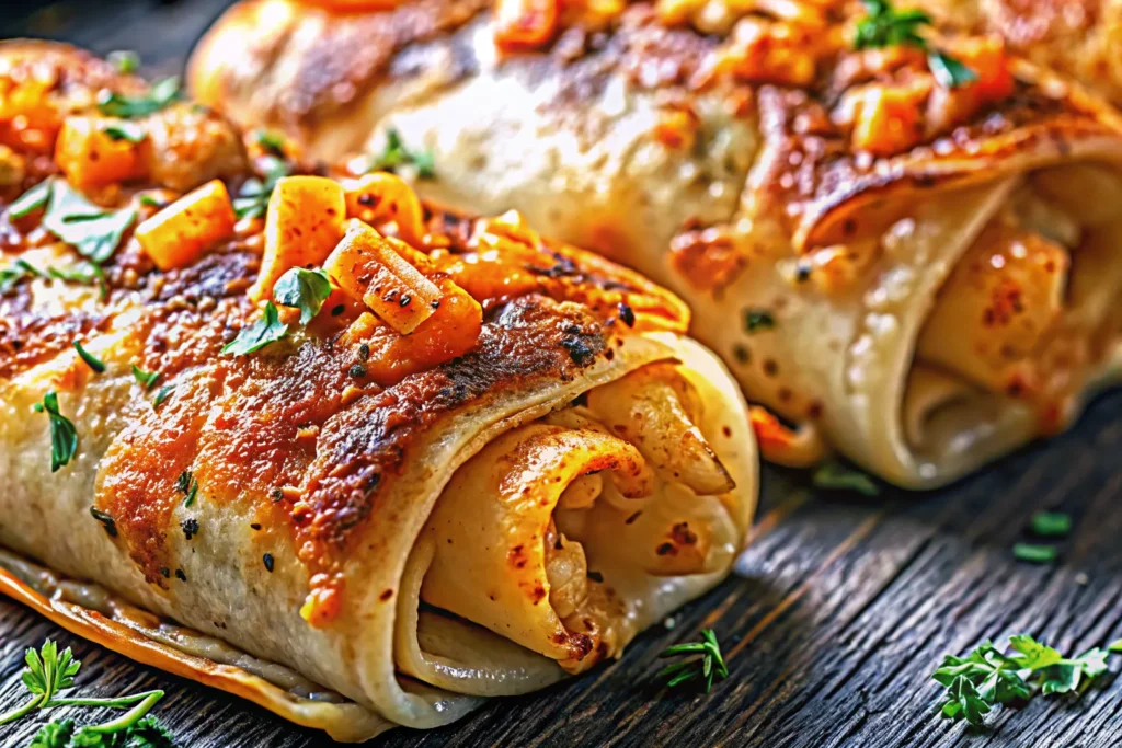 Homemade Costco-style chicken bake sliced open on a tray